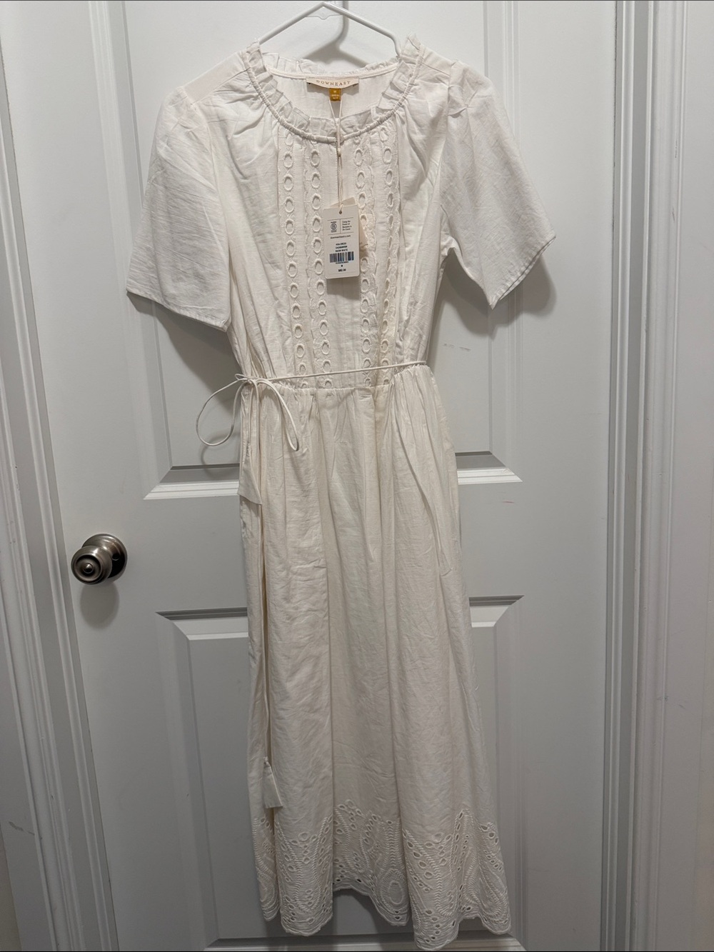 DownEast White Drawstring Maxi Dress